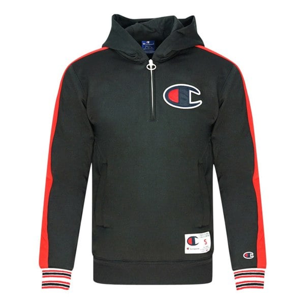 Champion Half Zip Large Logo Hoodie - Black