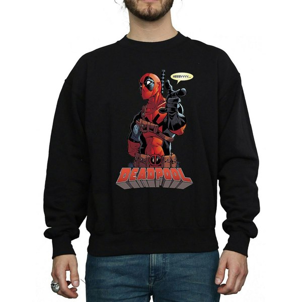 Deadpool Mens Hey You Cotton Sweatshirt - Black