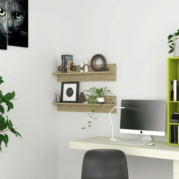 Berkfield Wall Shelf 2 pcs Sonoma Oak 80x11.5x18 cm Engineered Wood