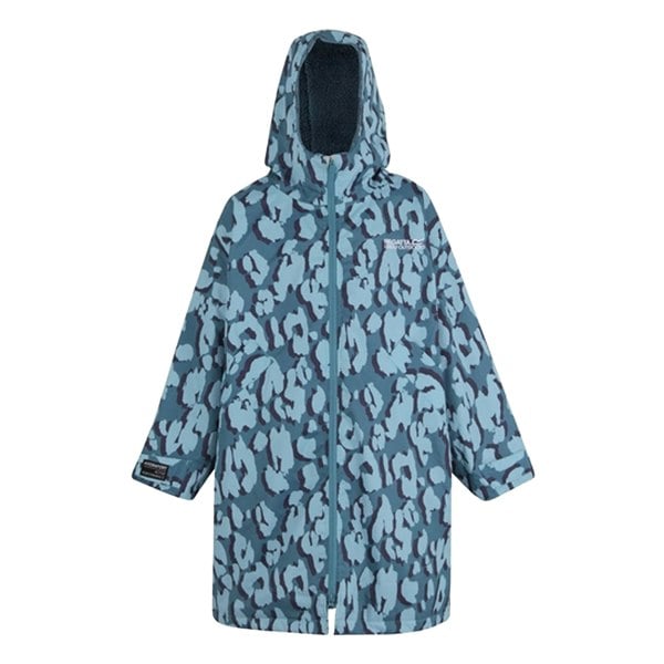 Dare 2B Childrens/Kids Leopard Print Waterproof Changing Robe - Storm Blue/Nordic Blue