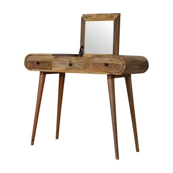 Wyld Haus De Vence Oak Mango Wood Round Dressing Table 3 Drawers
