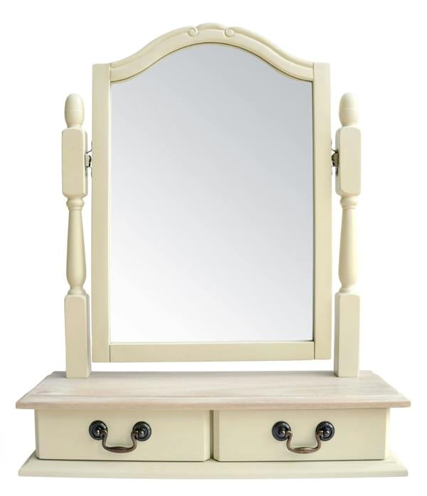 Statement Furniture Juliette Trinket Mirror, Wooden Dressing Table Mirror with Drawers