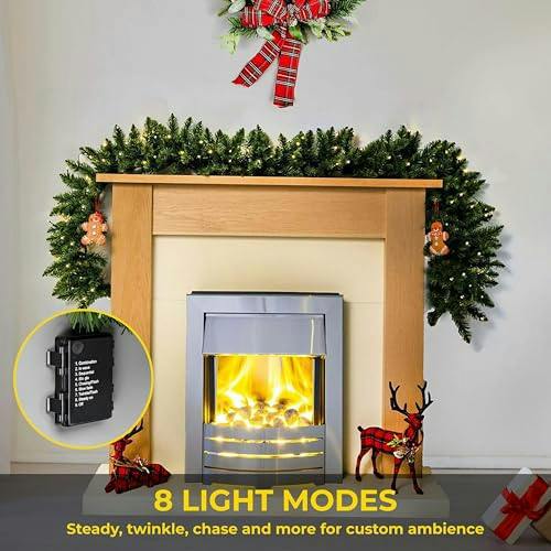 2m Green Pre-Lit Pine Christmas Garland with 50 Warm White LEDs image 7