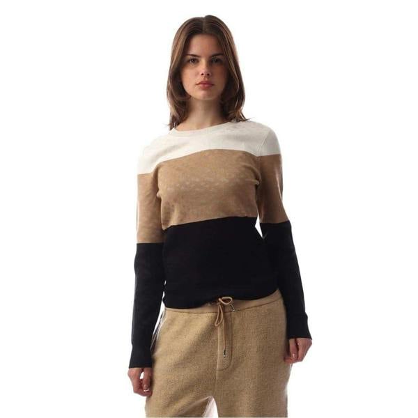 Boss Womens/Ladies Fireria Colour Block Crew Neck Sweatshirt - Cream/Tan/Black - 