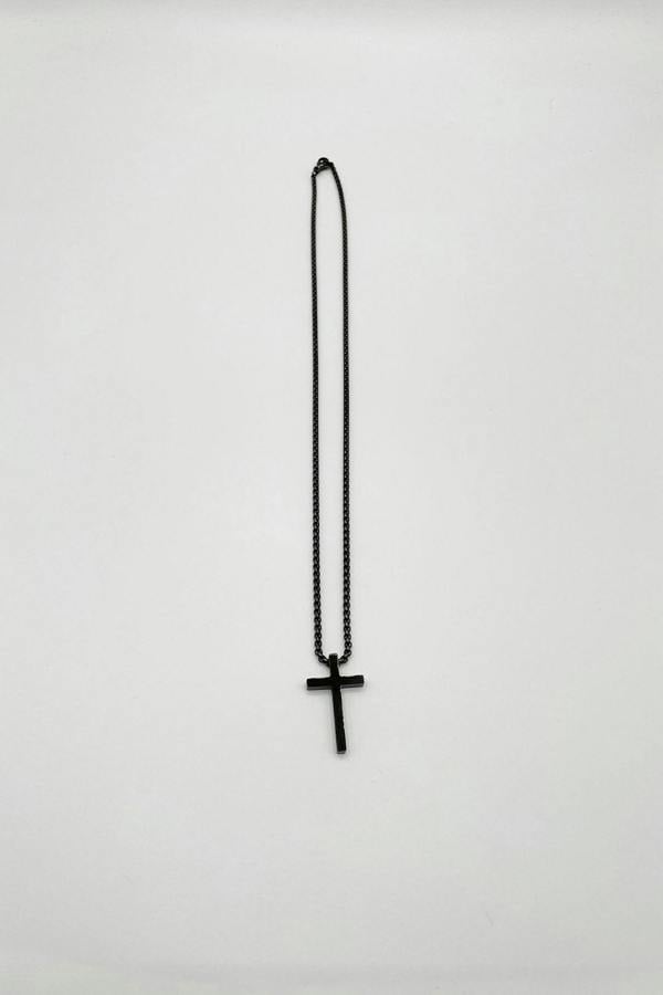 SVNX Cross Pendant Necklace in Black