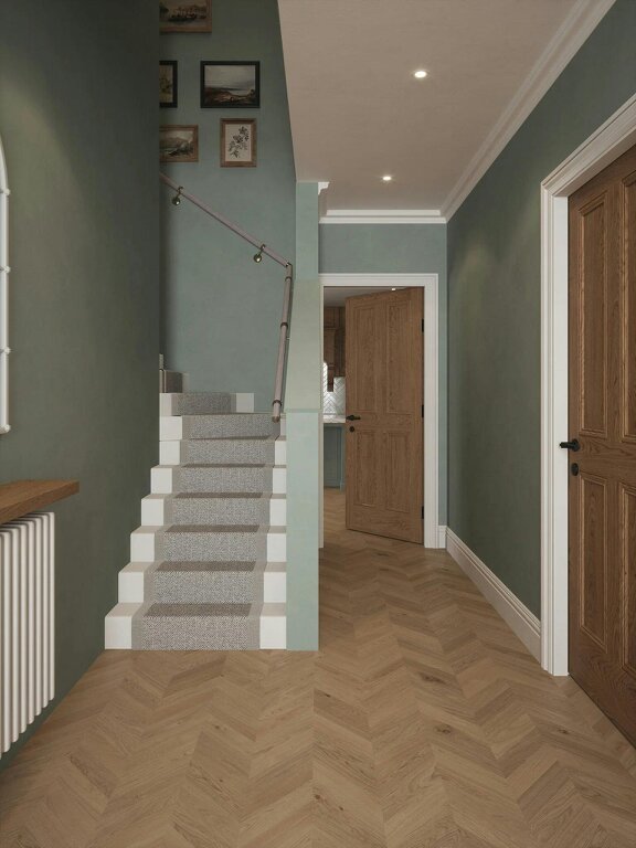 Handrails Direct Pattingham Grey Wood Single Winder Handrail - Pattingham Grey Wood - Loxley Antique Brass