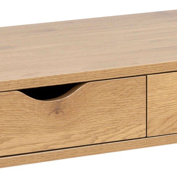 Wyld Haus Dresden Natural Oak Effect Wood Office Desk 3 Drawers Black Legs
