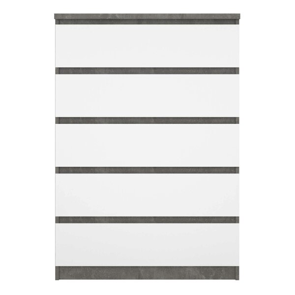 Wyld Haus Budapest Tall Concrete Effect and White Wooden Chest of 5 Drawers
