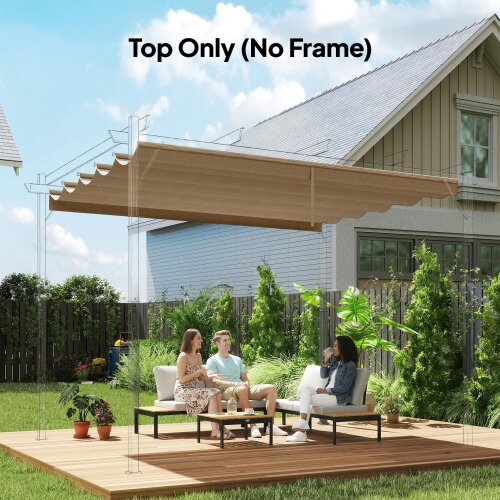 Outsunny Pergola Shade Cover Replacement Canopy for 3 x 3(m) Pergola, Beige - Tan - 250L x 255W cm