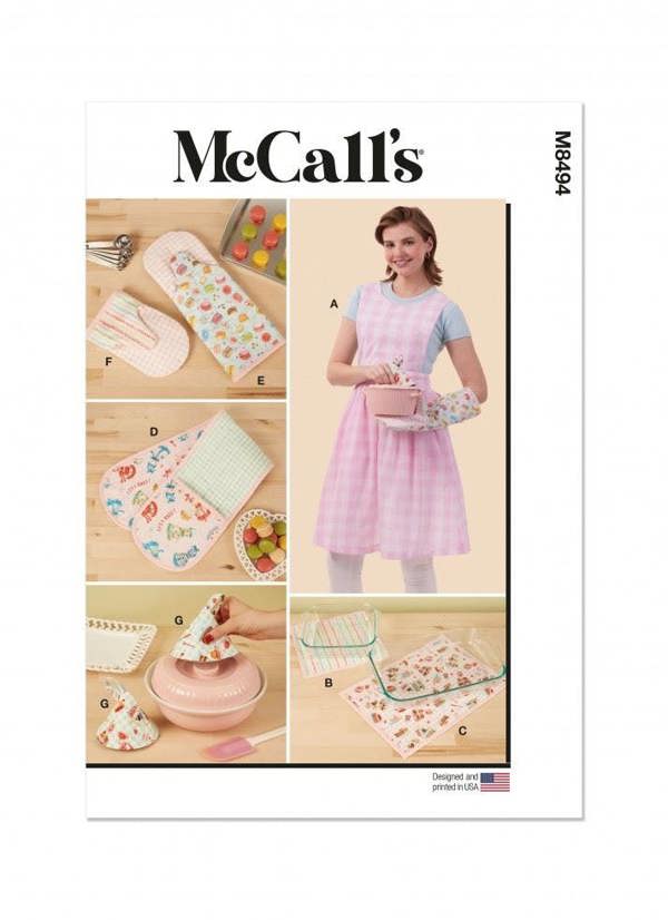 McCalls 8494 Paper Sewing Pattern – Women's Apron & Accessory, Size XS-XL, Easy