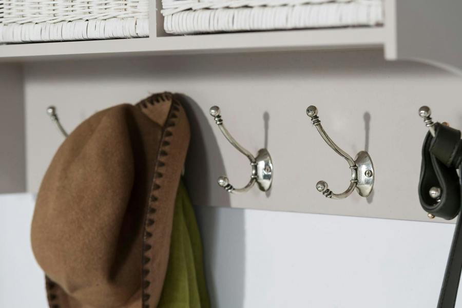 Statement Furniture Tetbury Large Hanging Shelf with White Wicker Storage Baskets