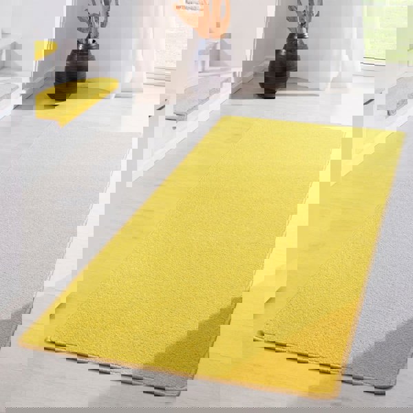 Modern Plain Yellow Rug – Soft Short Pile