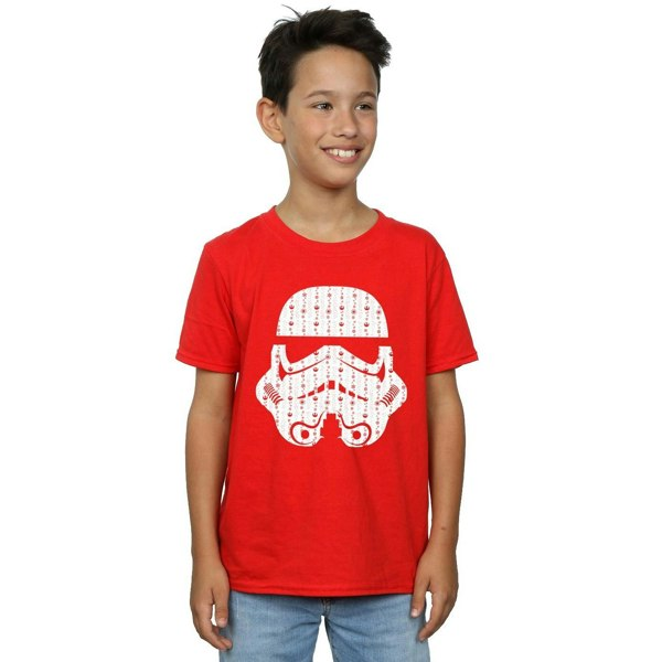 Star Wars Boys Christmas Stormtrooper Helmet T-Shirt - Red