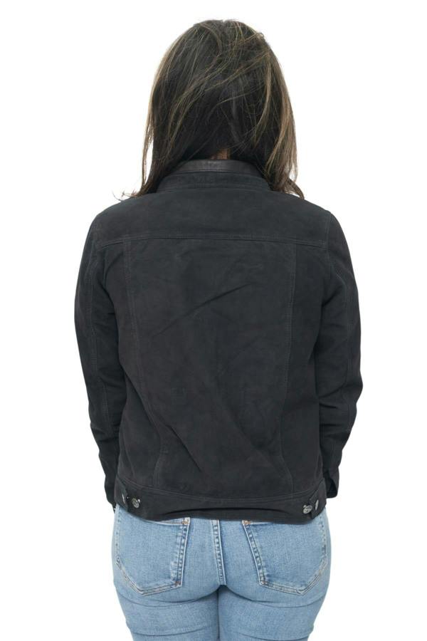 Infinity Leather Womens Goat Suede Trucker Jeans Jacket-Astoria