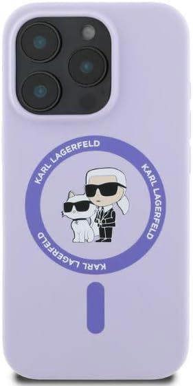 Karl Lagerfeld Silicone Karl and Choupette Hardcase with MagSafe for iphone 16 Pro Max 6.9" Purple - KLHMP16XSCMKCRHU
