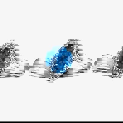 T. H. Baker 9ct White Gold Sapphire and Diamond Twist Cluster Ring 51Z82WG/10 SAPH