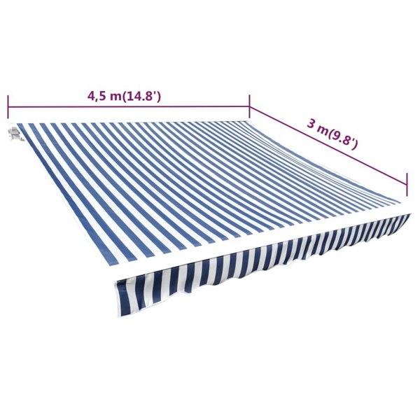 Berkfield Awning Top Sunshade Canvas Blue & White 450x300 cm