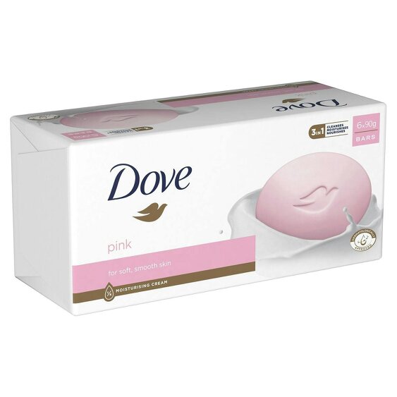 Dove Pink Moisturising Beauty Cream Bar for Soft & Smooth Skin 6 x 90g, 5 Pack