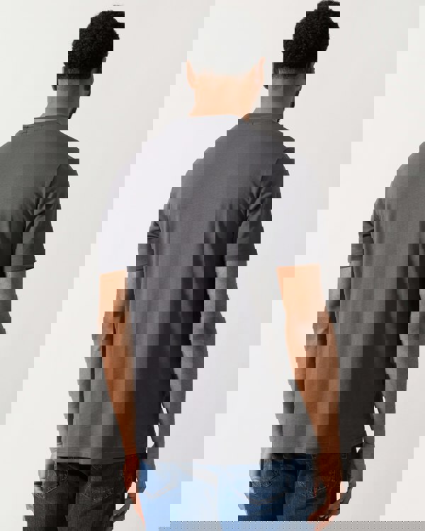 back shot of a BOSS Green Tee Mens Stretch Cotton T-Shirt with Contrast Logo in Open Grey