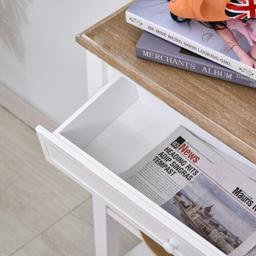 Wyld Haus Sacoso Wooden Natural Retro  Hallway Console Table With Drawer And Dual Shelves