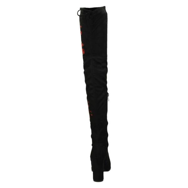Spot On Ladies Spot On Floral Design Over The Knee Boots