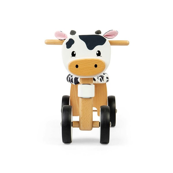 Bigjigs Toys Wooden Ride On Cow, Sturdy Wooden Handlebars And Fluffy Seat