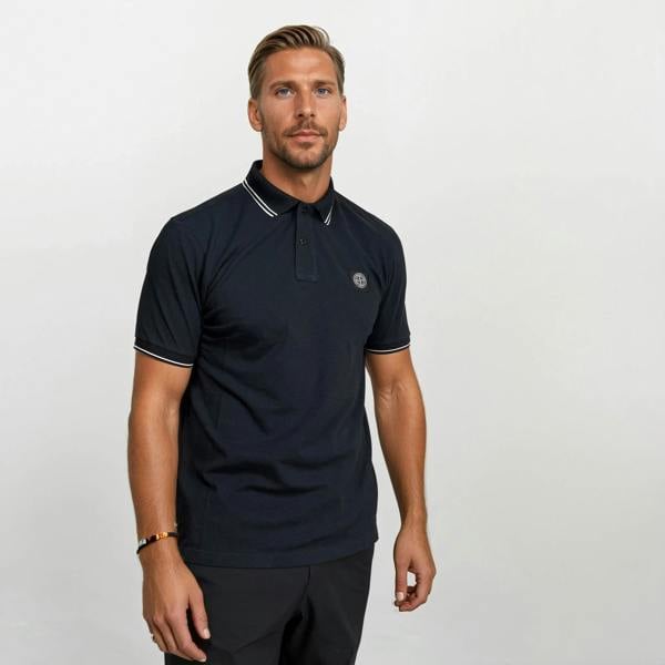 Stone Island Compass Logo Polo Dark Navy - chancefashionco