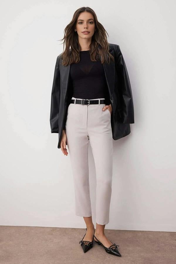 WOVCOR Basic Cigarette Skinny Leg Woven Trousers