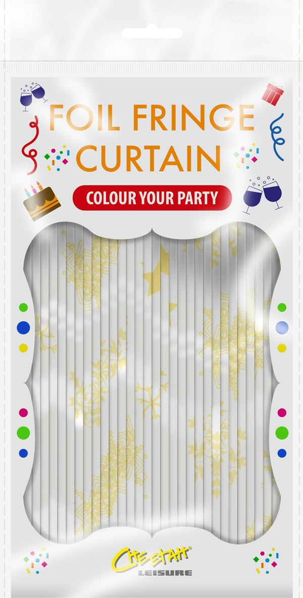 Cheetah Shimmer christmas Tinsel Curtain, 2M x 1M Yellow