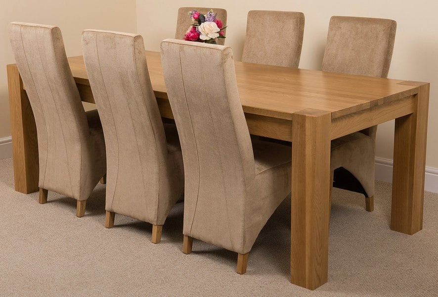 That's Furniture Kuba Extra Large Oak Dining Table with Lola Fabric Chairs