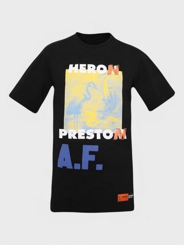 Heron Preston A.F. Authorised Oversized T-Shirt Black/Lemon Yellow - Supplied FashionHERON PRESTON
