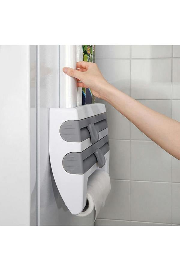 Living and Home 4-in-1 Kitchen Wrap Dispenser Roll Holder with Spice / Towel Rack Cling Film Foil Cutter