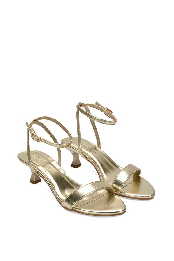 XY LONDON Kitten Low Heel Strappy Sandal Two Part Heeled Shoes