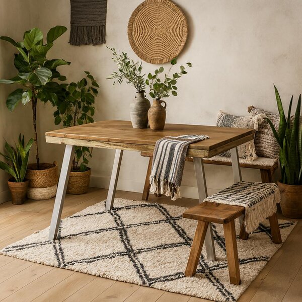 Wyld Haus Los Angeles Reclaimed Wood and Metal Modern Dining Table