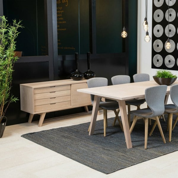 Furniture To Go A-Line Sideboard with 4 Drawers and Sliding Door in White Oak
