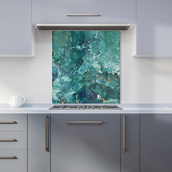 Warren Reed - Designer Bright Teal Quartz Effect Kitchen Splashback