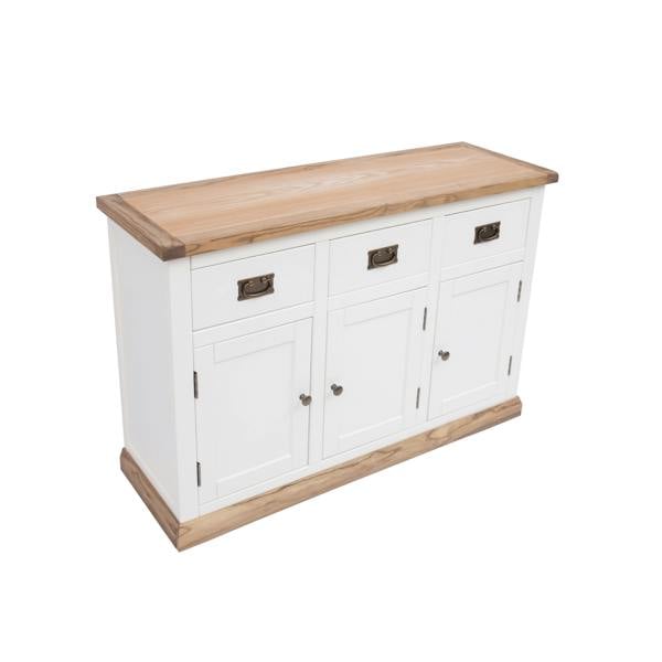 Cabinet Bits Tropea Off White 3 Drawer 3 Door Sideboard Brass Drop Handle