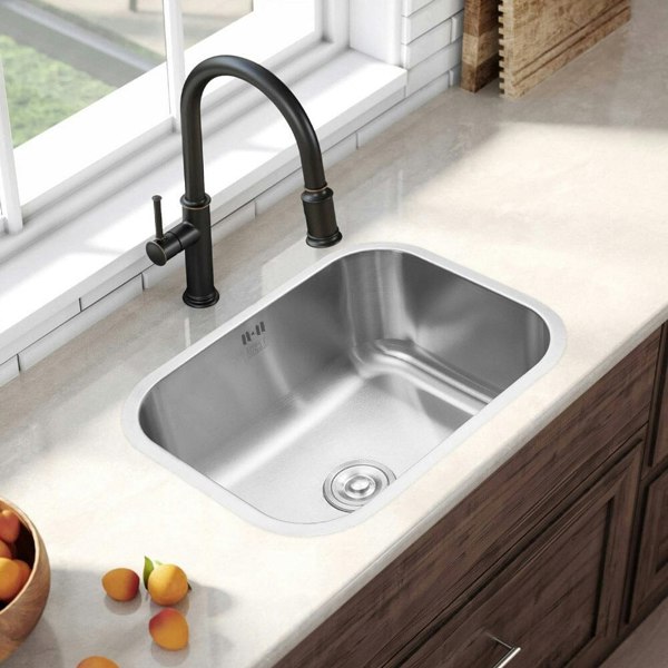 304 Stainless Steel Brushed Finish Square Stretch Sink Living and Home