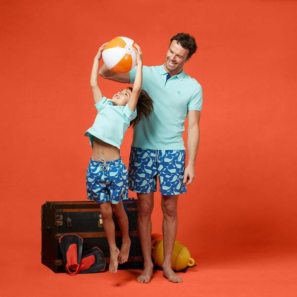 Tom & Teddy Navy & Aqua Whales