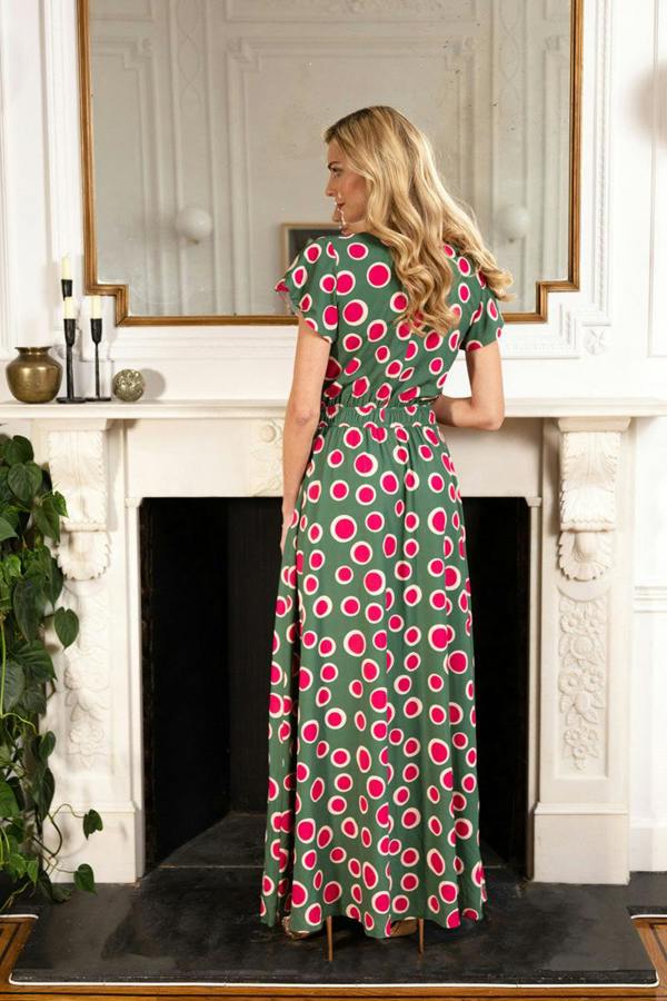 HotSquash Mock Wrap Chiffon Maxi Dress