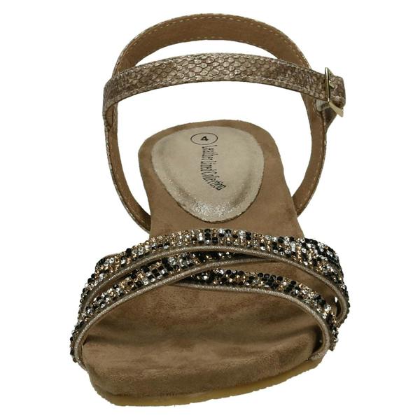 Savannah Ladies Leather Collection Flat Diamante Sandals