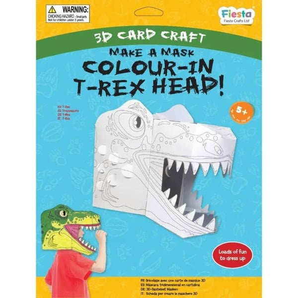 Fiesta Crafts T-Rex Colour-in 3D Mask Card Craft