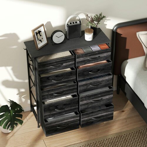 Wyld Haus Mirizi Fabric And Metal Black 10 Drawer Storage Chest