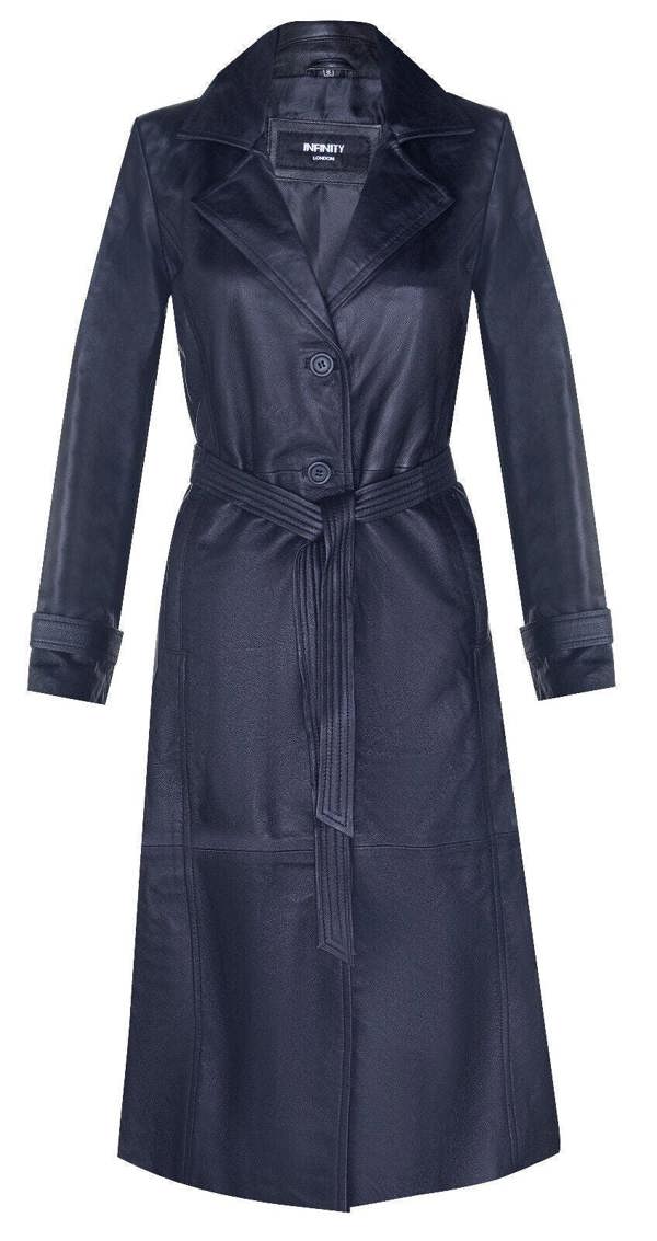 Infinity Leather Womens Full Length Trench Coat-Alhambra