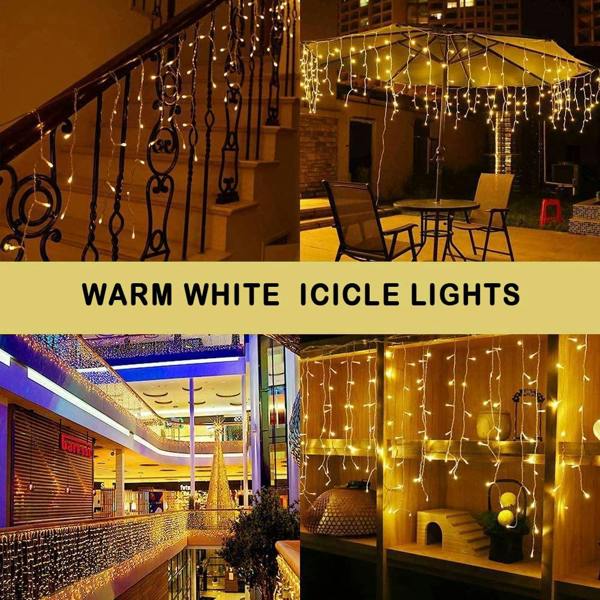 Warm White LED Icicle Christmas Lights Range with 8 Modes, Timer and Memory Function image 9