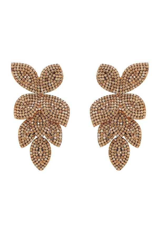 Petal Cascading Flower Earrings Rosegold Champagne - LATELITA Earrings