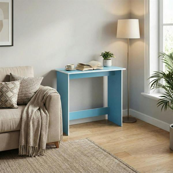 WALPLUS Contemporary Table | Simplistic Study Table, Light Blue/White with Functional Design