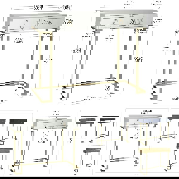 Dorel Home Camila Writing Desk Graphite Grey / Golden