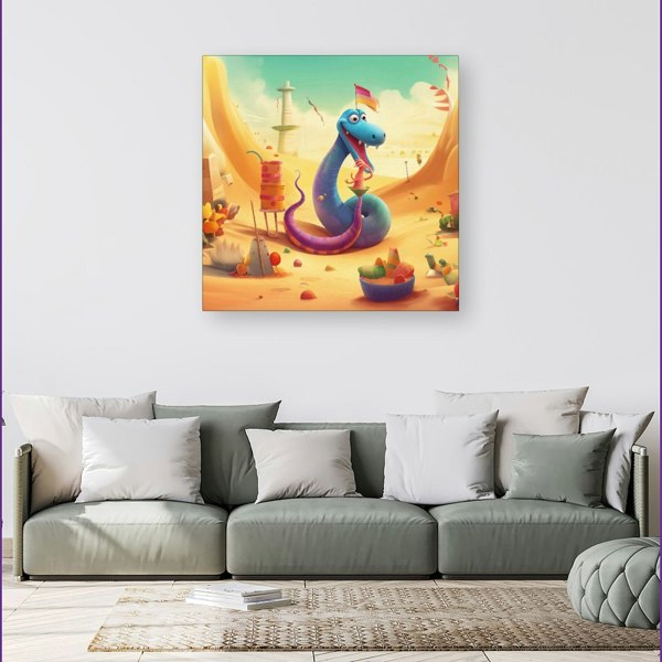 Warren Reed Snake On A Beach Holiday Canvas