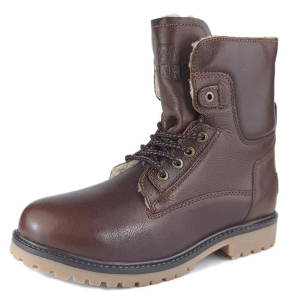 Wrangler Aviator Mens Hi Leg Lace Up Leather Warm Boots